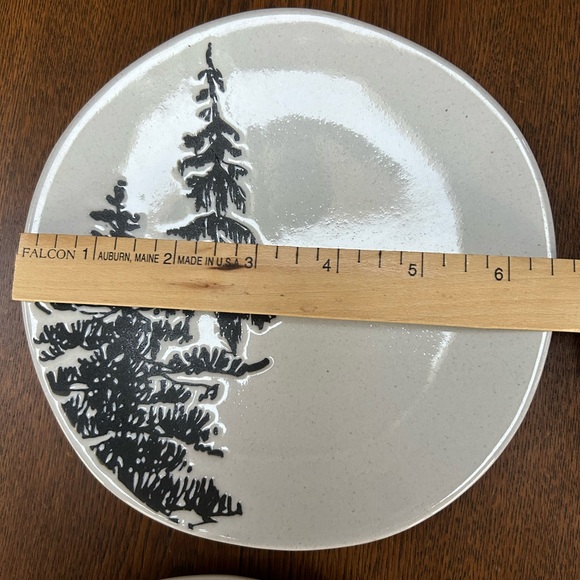 Set of 4 Hearth and Hand Pinetree 6.5” Appetizer Plates. Gray & black. Magnolia. - Picture 4 of 4